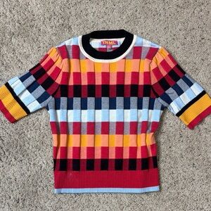 THML Multicolor Checkered Knit Top XS